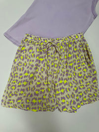 Musselin Shorts flieder LEO POWER lila/ hot gelb