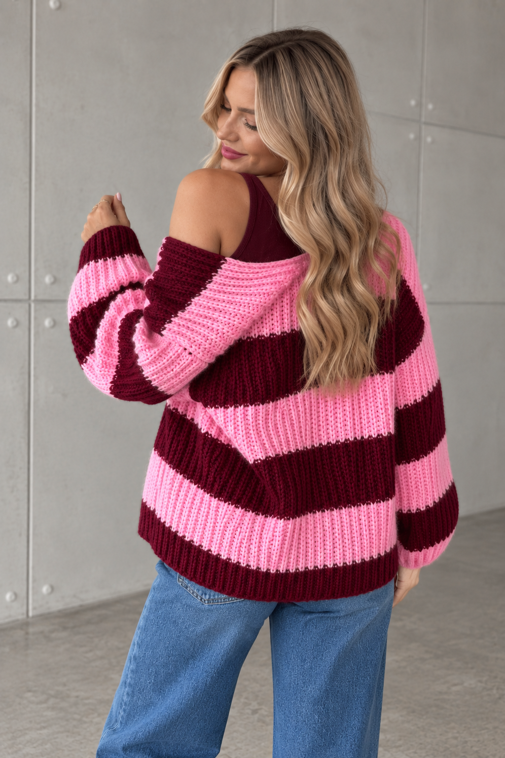 Strickjacke ONLY COZY VIBES burgundy/rosa