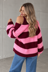 Strickjacke ONLY COZY VIBES burgundy/rosa