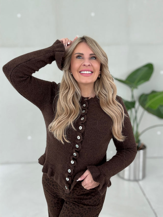 Cardigan VOLANTS ELEGANCE chocolate