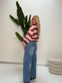 Straight High Rise Jeans mit umgeklapptem Fashion Bund