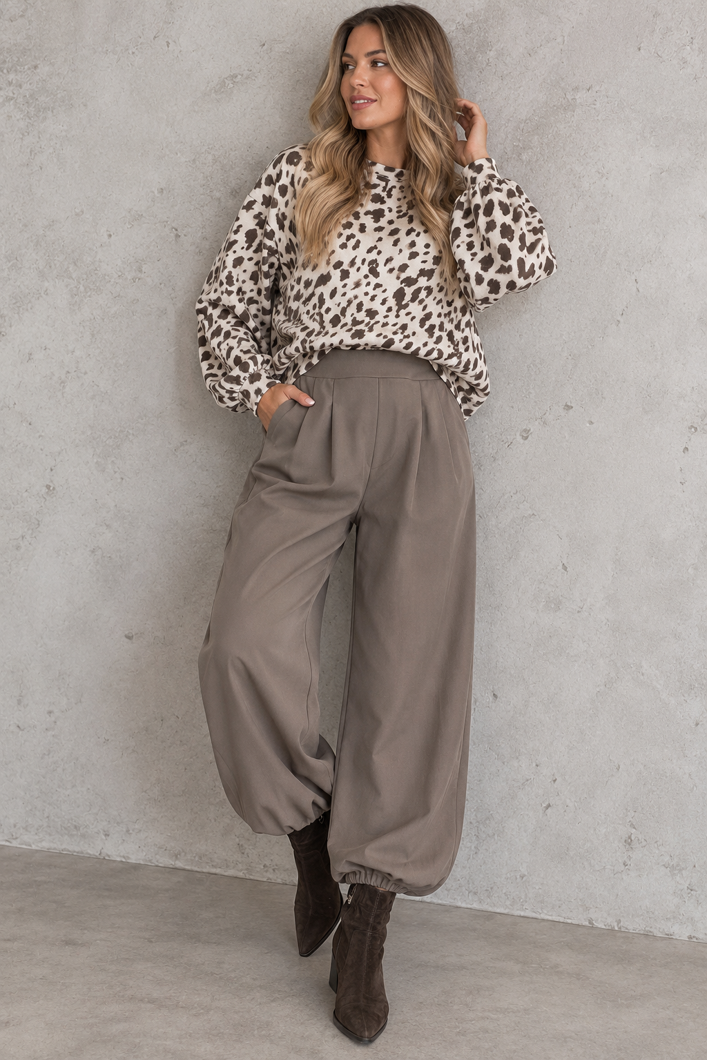 Winter Butterstoff Ballon Hose Taupe