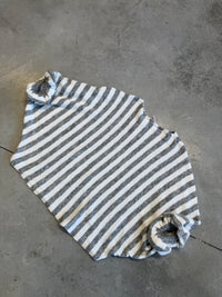 Oversize Strickpullover Stripes mit Alpakaanteil grau/creme