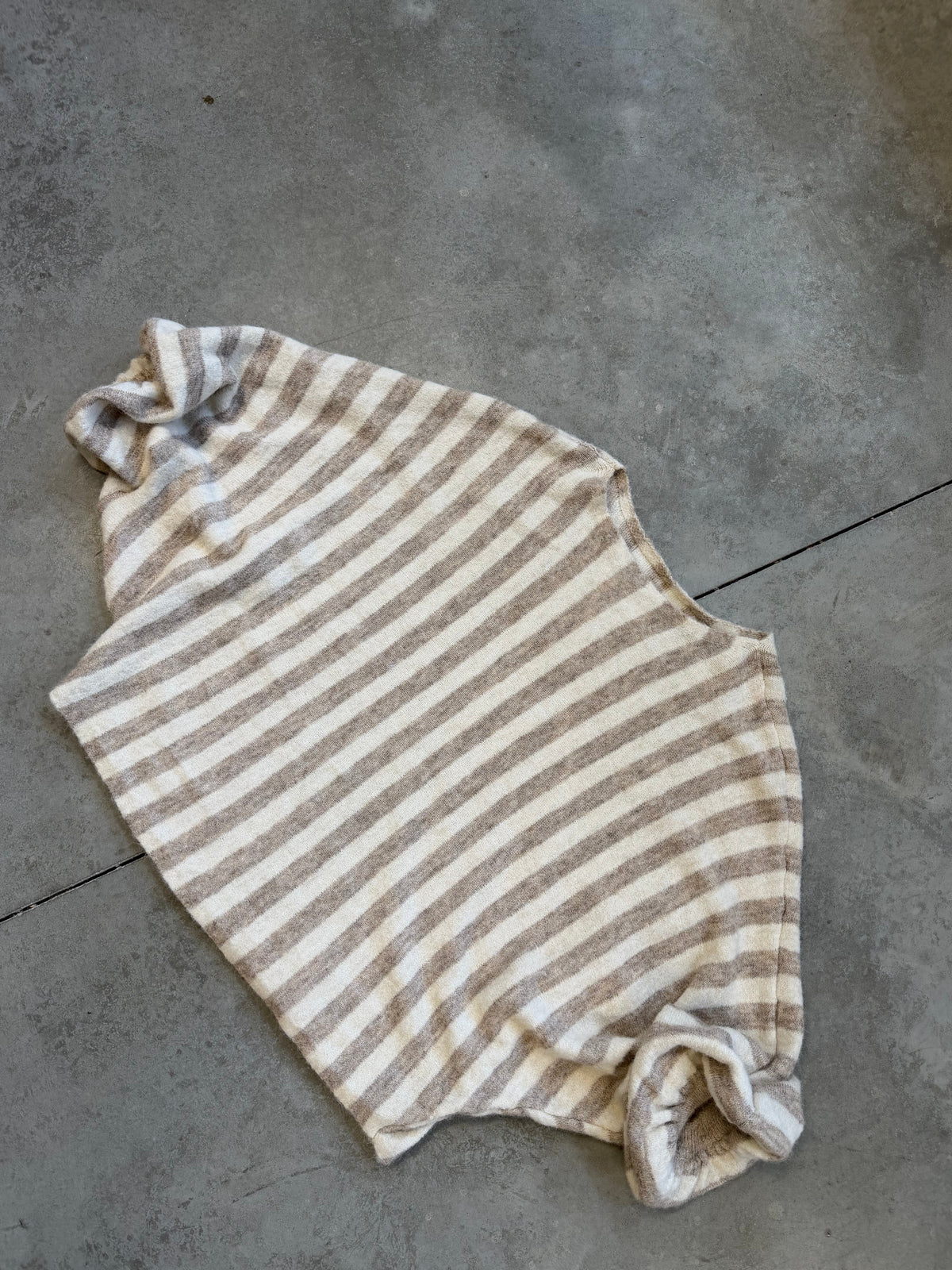 Oversize Strickpullover Stripes mit Alpakaanteil beige / Creme