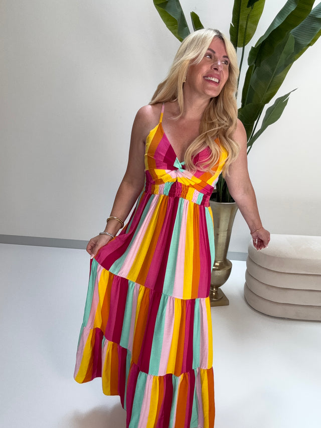 Luftiges Sommer Kleid FOREVER A BOHO GIRL gelb/orange/fuchsia/mint/rosa