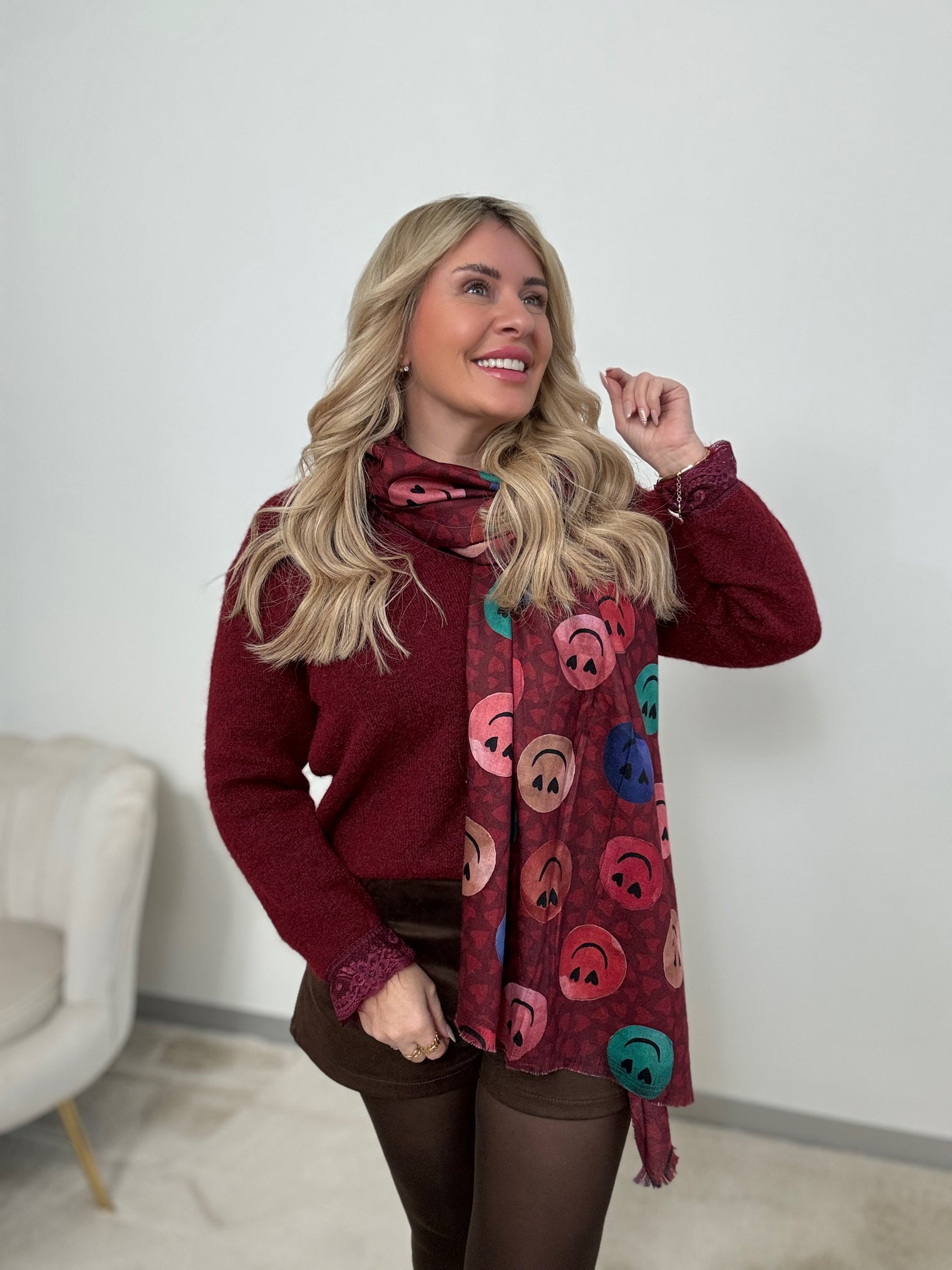 Iconic Scarf Smily Burgundy