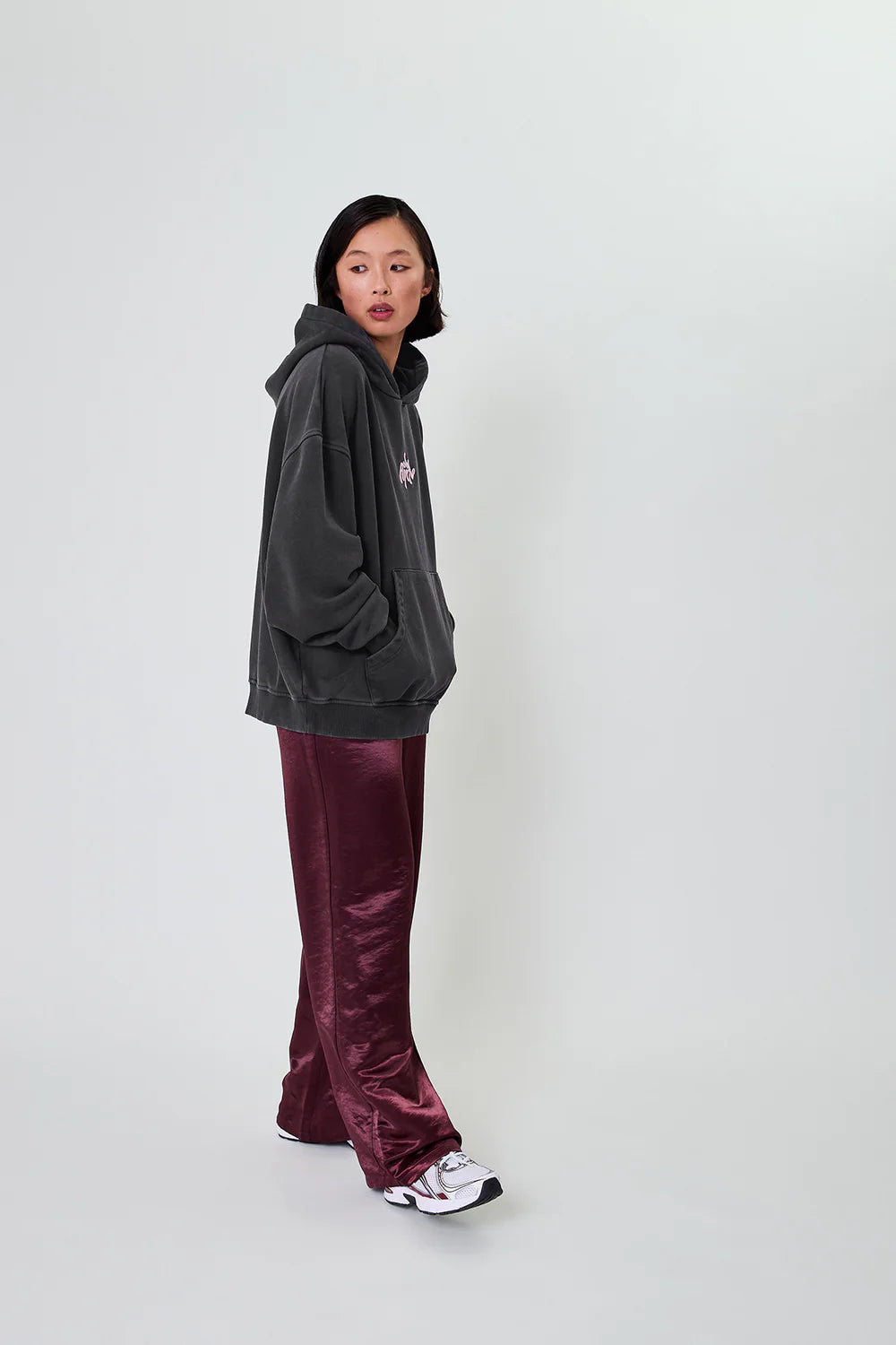 OH APRIL Boyfriend Hoodie Fluffy Dark Grey Acid