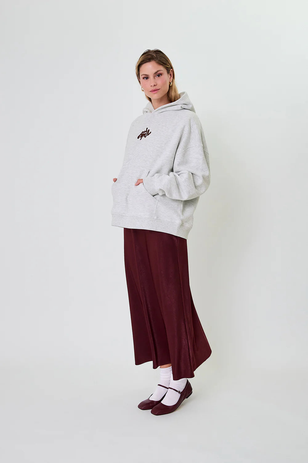 OH APRIL Boyfriend Hoodie Fluffy Grey Melange