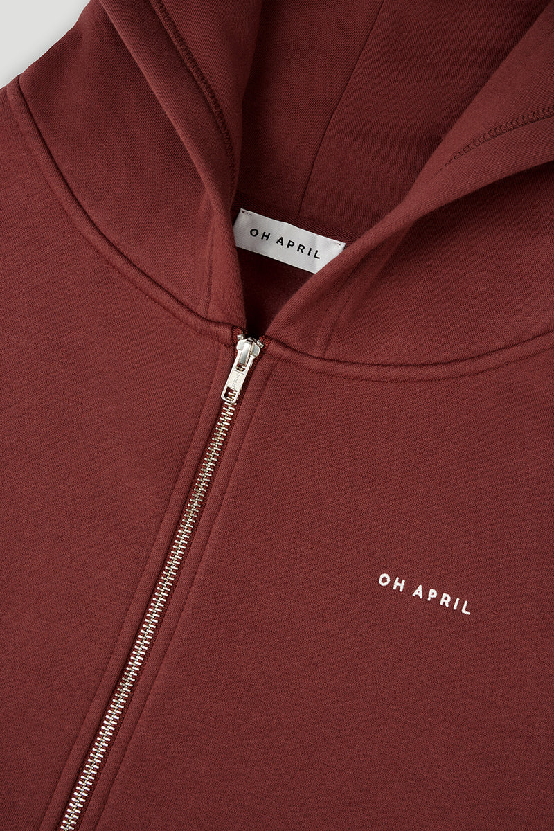 OH APRIL Zip Boyfriend Hoodie Cherrywood