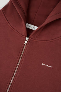 OH APRIL Zip Boyfriend Hoodie Cherrywood
