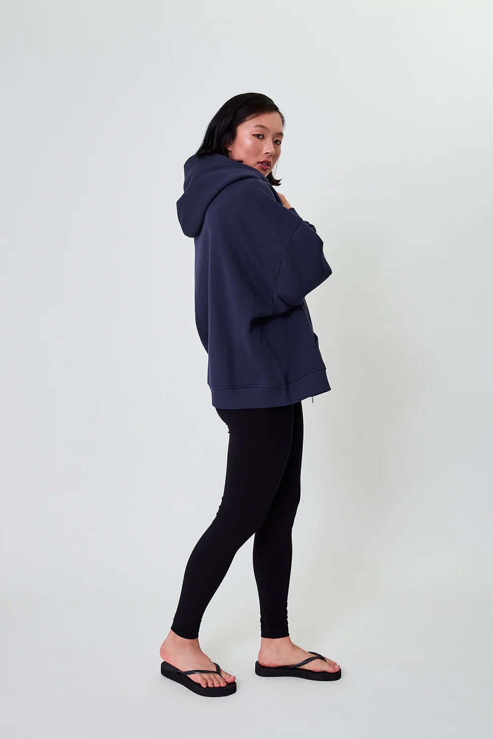 OH APRIL Zip Boyfriend Hoodie Blackberry