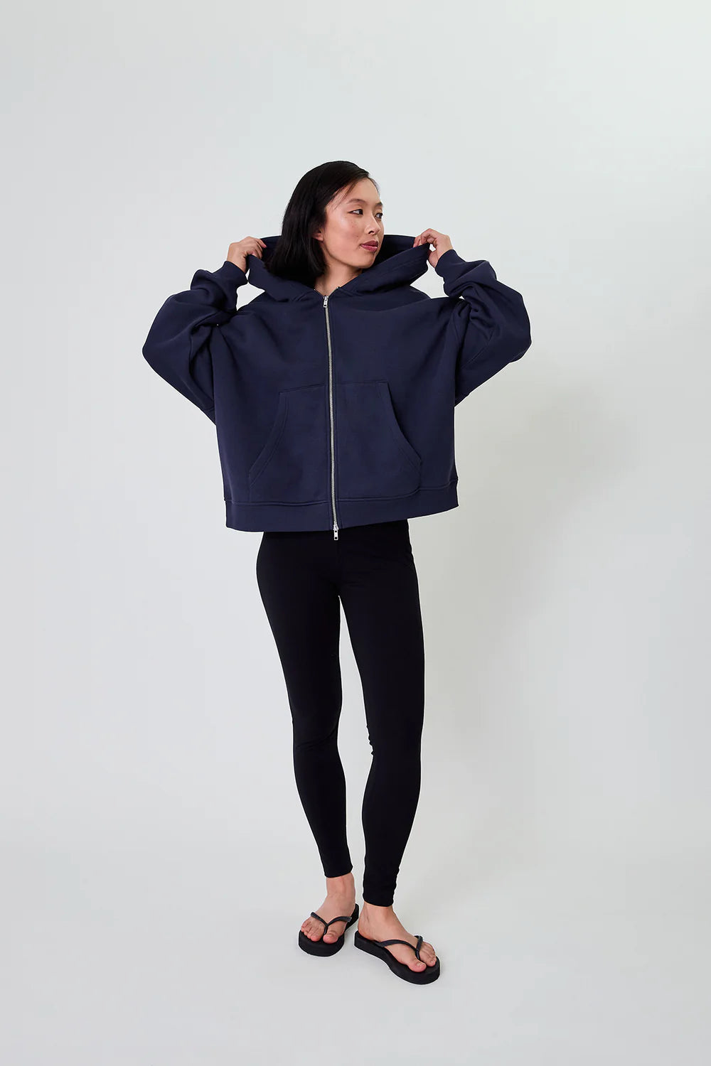 OH APRIL Zip Boyfriend Hoodie Blackberry