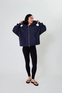OH APRIL Zip Boyfriend Hoodie Blackberry
