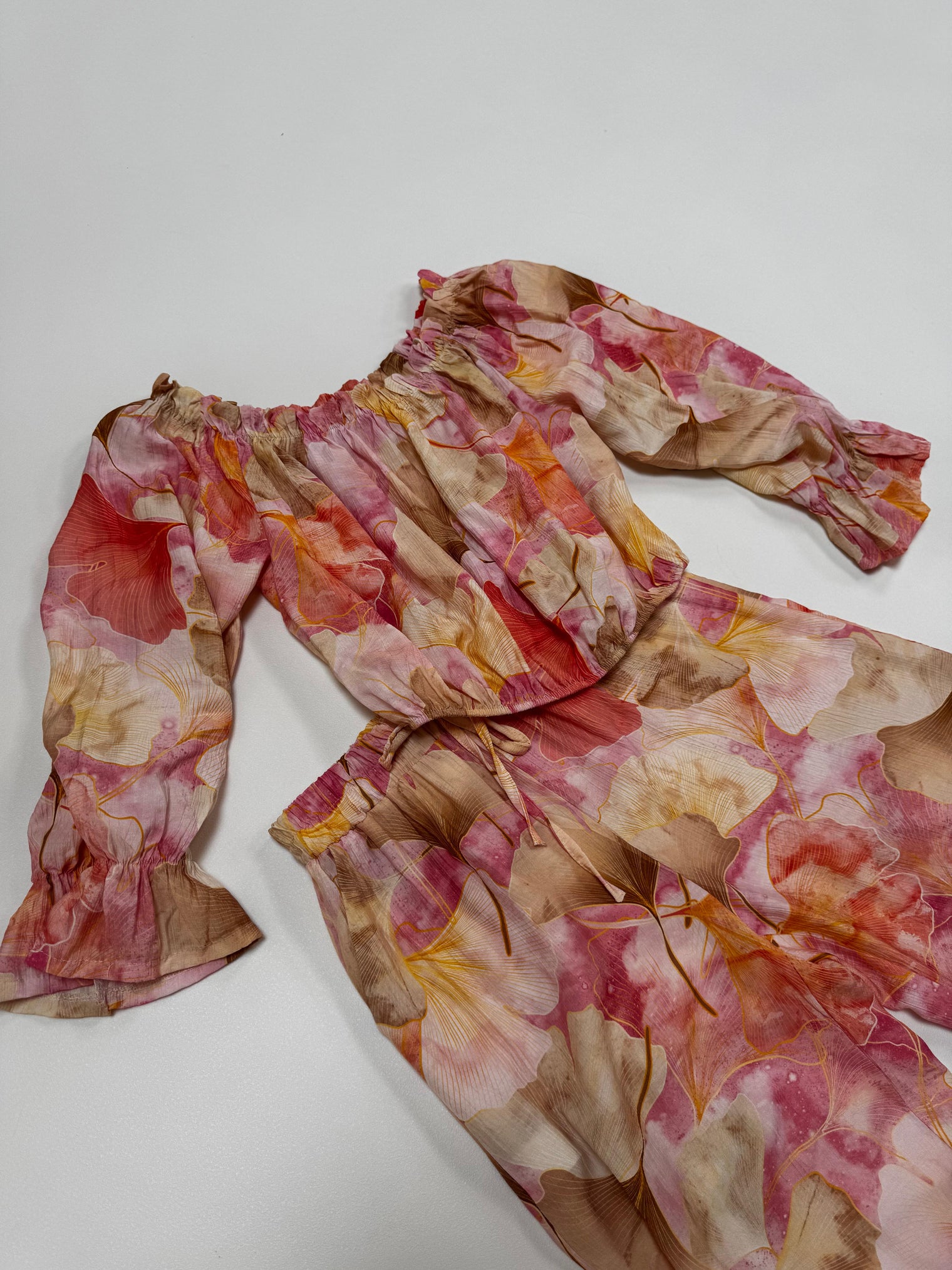 Sommer Hose FLORAL QUEEN beige/creme/rose