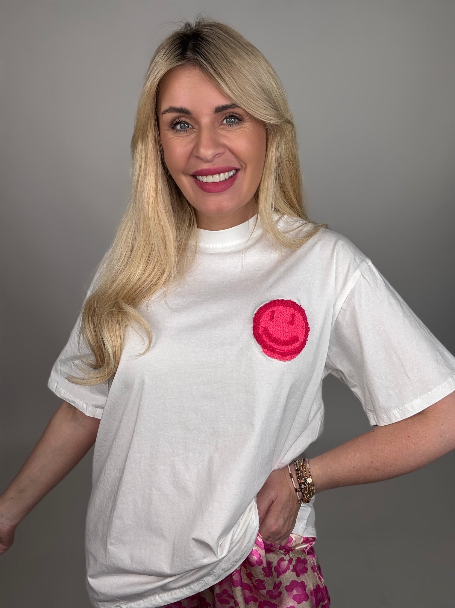 Statement Shirt weiß RÜCKENPRINT Good Vibes hotpink/Rosa