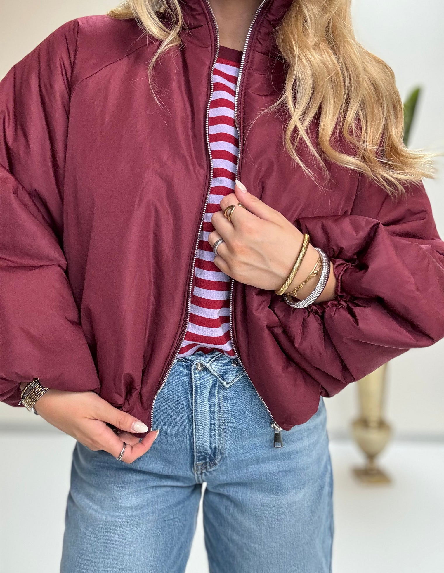 Jacke PUFFY POWER mit Reißverschluss burgundy