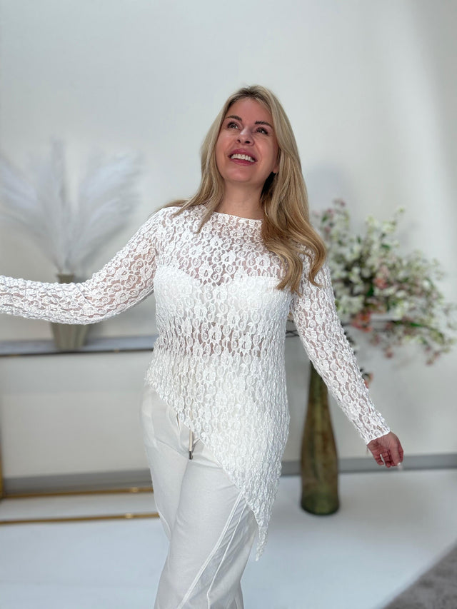 Spitzenshirt weiß SLANTED ROMANTIC TRANSPARENCY