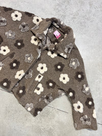 Jacke FLEUR DE LUXE mit 3D-Blütenapplikation taupe