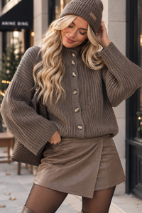 Strickjacke mit Knopfleiste taupe