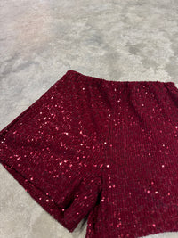 Sparkle Shorts Elegance mit elastischem Bund Burgundy