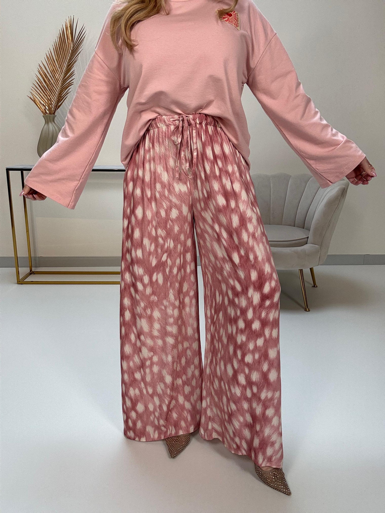 Hose rosa/weiß FEATHER