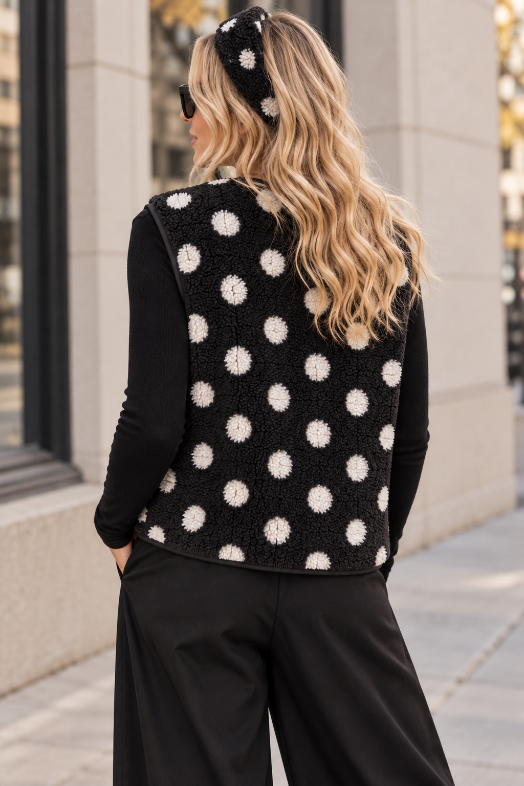 DOTS Weste Teddy schwarz/weiß