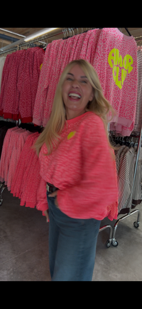 Sweater mit Rückenprint AMOR CLUB hot fuchsia leo