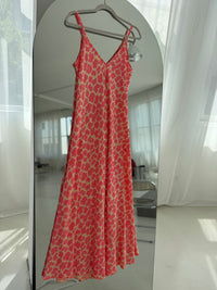 Spaghettiträger Kleid gelb LEO POWER pink&orange