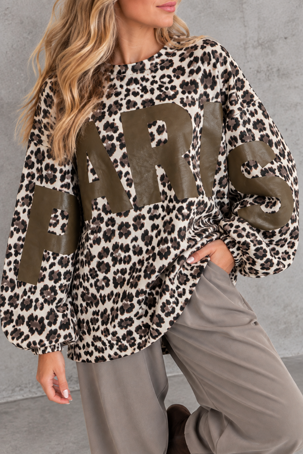 PREMIUM Butterstoff Paris Sweater LEO beige/schwarz