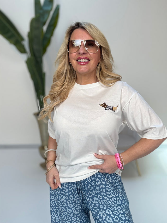 Statement Shirt weiß Dackel