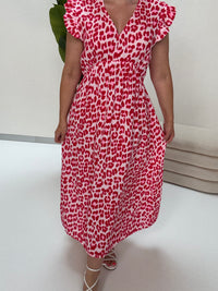 Signature Boho Musselin Kleid rosa LEO POWER rot/pink