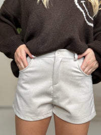 Velours Shorts mit elastischem Bund hell taupe