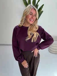 Butterstoff Pullover mit Gummizug unten pflaume