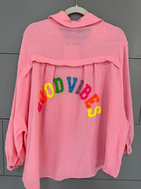 Musselin Bluse GOOD VIBES mit Rückenprint