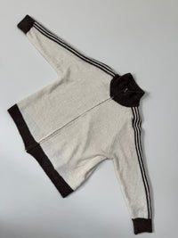 Kuschelweiche Zipper Strickjacke mit seitlichen Streifen creme/taupe