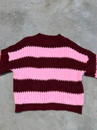Strickpullover ONLY COZY VIBES burgundy/rosa