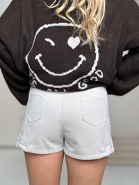 Velours Shorts mit elastischem Bund hell taupe
