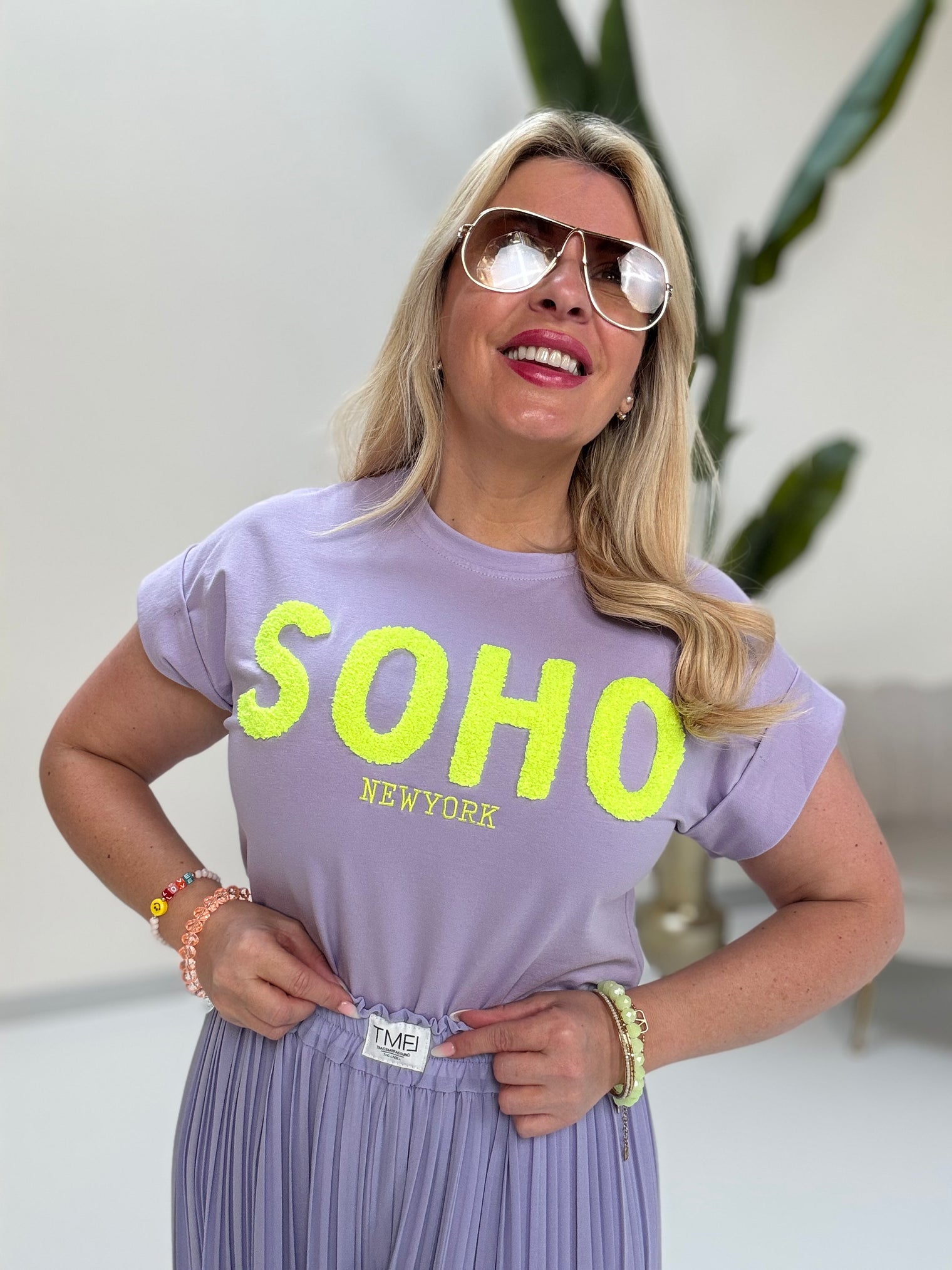 Statement Shirt flieder SOHO hot gelb