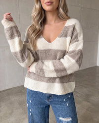 Kuschelweicher Strickpullover mit Alpakaanteil beige/creme