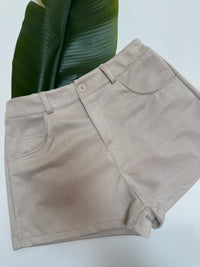 Velours Shorts mit elastischem Bund hell taupe