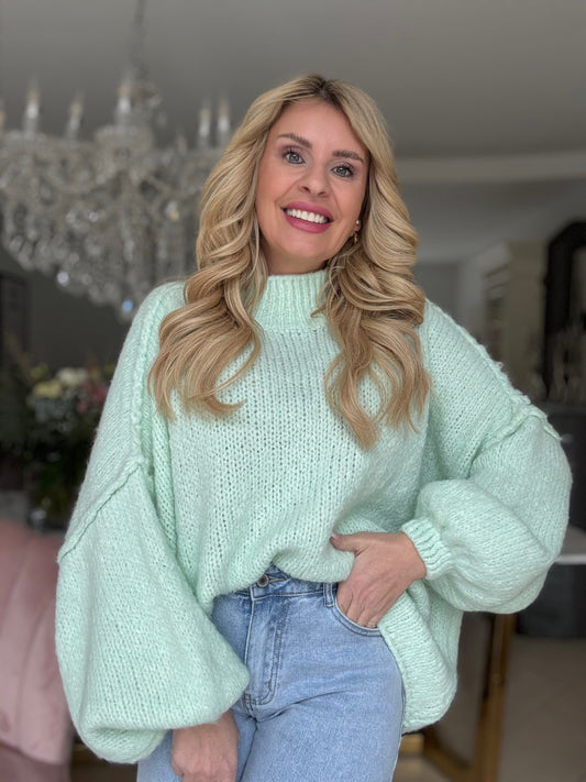 Pullover mit weiten Armen pastell mint kuschelig weich 7017-10591