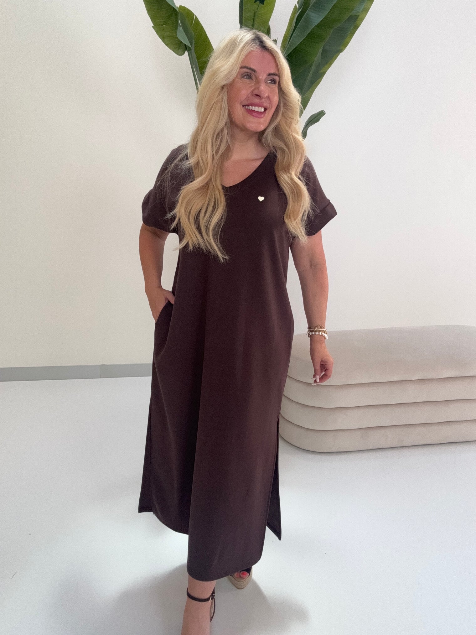 Butterstoff Kleid MINI HEART dark chocolate
