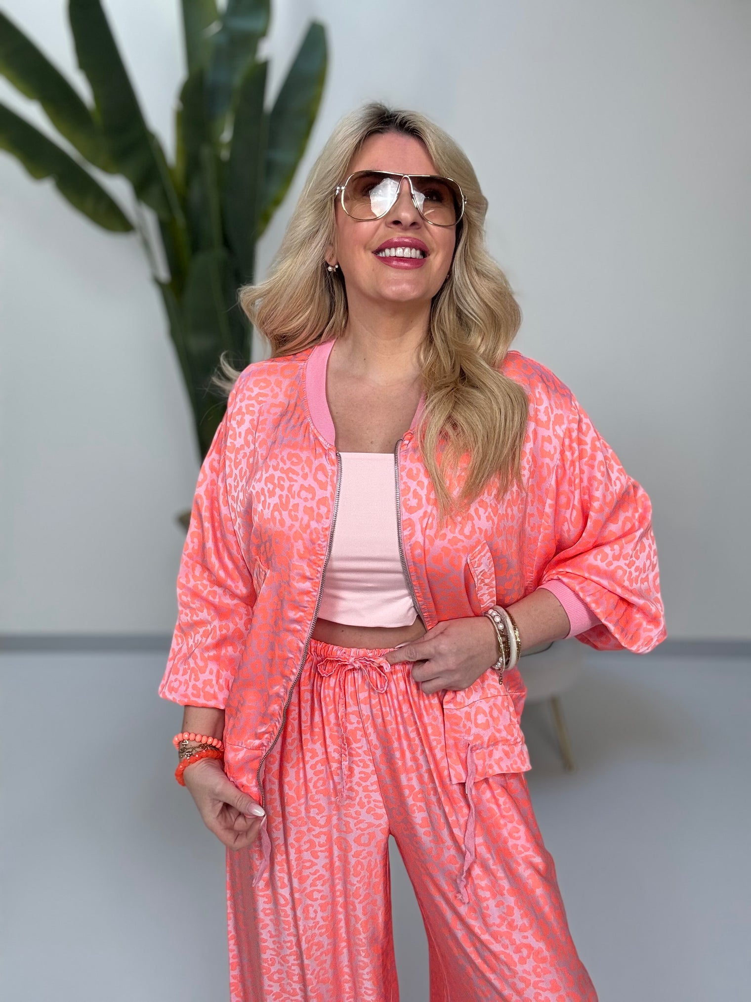 Zipper Jacke rosa LEO LOVER Orange