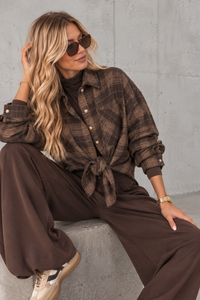 Weiches Oversize Flanellhemd kariert toffee/chocolate