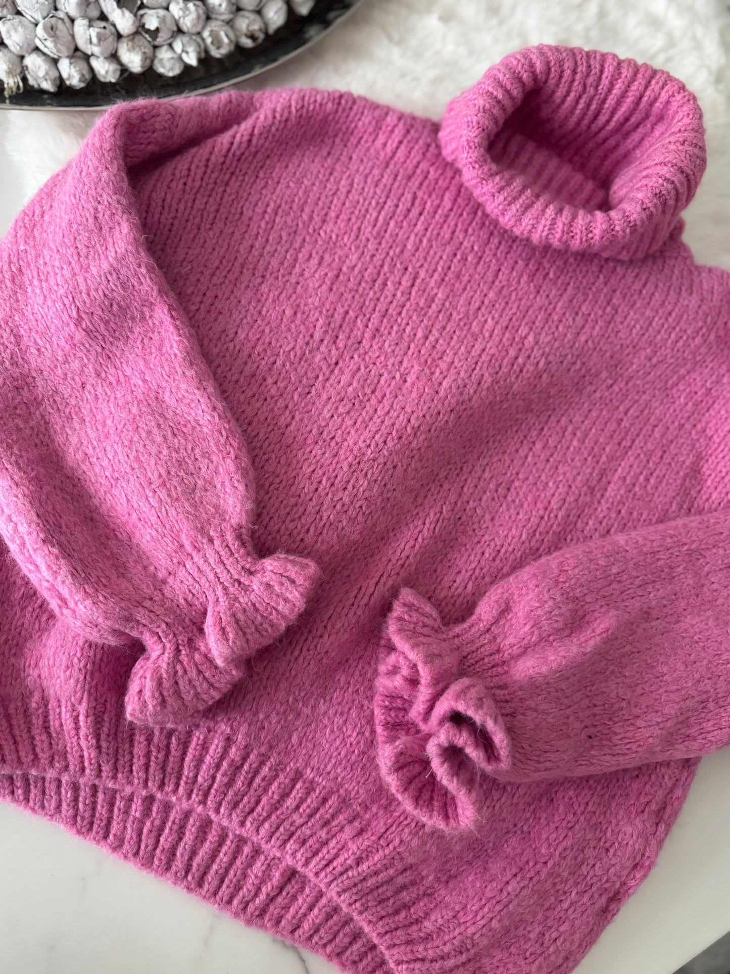 Pullover pink mit Rollkragen 2481