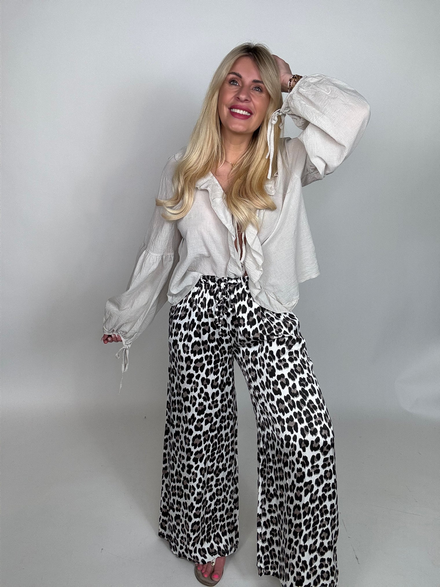 Hose beige SILKY LEO POWER schwarz&grau