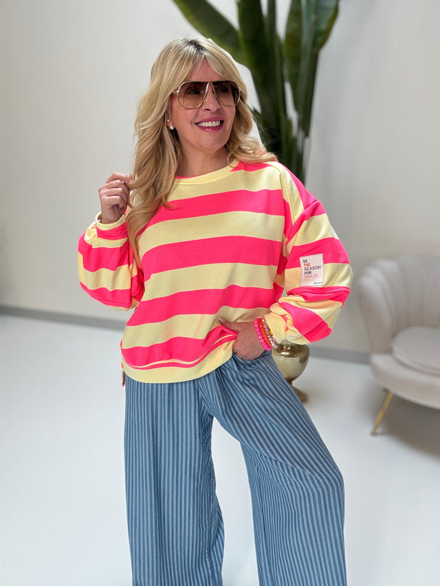 Sweater BE THE REASON FOR SMILE gelb/pink