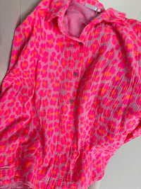 Musselin Bluse rosa LEO POWER hot rosa mit pink orange