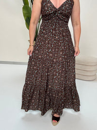 Luftiges Sommer Kleid FLORAL FEMININE mit dünnen Trägern mint/coffee