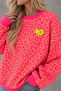 Sweater mit Rückenprint AMOR CLUB peach leo